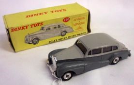 DINKY TOYS NO 150, a good boxed two-tone Grey Rolls-Royce Silver Wraith, minor chipping and mascot