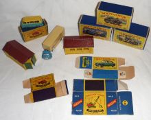 LESNEY MATCHBOX MOKO AND YESTERYEAR NOS 70, A3 (2), Y3/Y6/Y8 ETC, an early Green and Yellow Moko Box