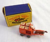 MATCHBOX TOYS BY LESNEY NO 7, a good boxed Orange Horse Drawn Milk Float, metal wheels, very
