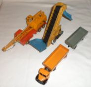 DINKY TOYS NOS 409, 551, 964 AND 972, four playworn larger vehicles including a reasonable Yellow