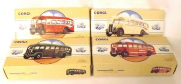 CORGI CLASSICS COACHES NOS 97196/211/213/91861, four mint boxed AEC and Leyland Duple Coaches