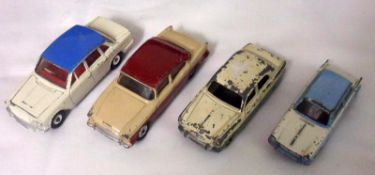 DINKY TOYS NO 135 ETC, four playworn British Saloon Cars including 135 Triumph 2000 in Cream and