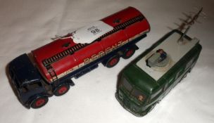DINKY TOYS (SUPERTOYS) NOS 942 AND 968, a playworn 942 Blue and Red Foden Tanker “Regent”;