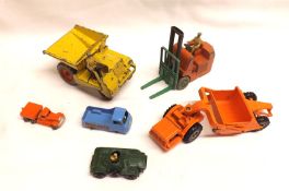 DINKY TOYS NOS 401, 562 AND MATCHBOX TOYS, six Commercial Vehicles including Dinky Forklift Truck