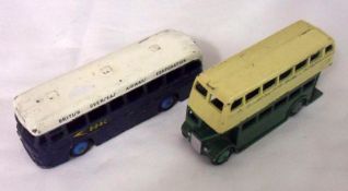 DINKY TOYS NOS 283 AND 290, two playworn Buses including a Blue and White 283 BOAC Coach; together