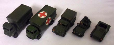 DINKY TOYS (MILITARY VEHICLES) NOS 621, 641, 626, 674 and 670, five slightly playworn Military Green