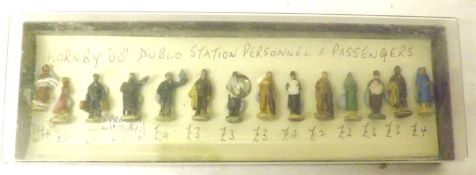 HORNBY-DUBLO, fourteen Railway Figures (two are pre-war), in good condition; together with a box