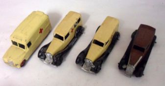 DINKY TOYS 30 SERIES, four unboxed playworn Models from the 1950s, including three Ambulances, the