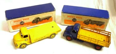 DINKY TOYS (SUPERTOYS) NOS 531 AND 533, a poor boxed Blue and Yellow 531 Leyland Comet Lorry, in a