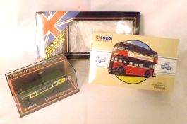 CORGI AND SOLIDO (FRANCE) BUSES NOS 40501, 97314 ETC, three boxed Single and Double Decker Buses,