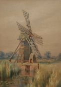 STEPHEN JOHN BATCHELDER (1849-1932) A DRAINING MILL ON THE BROADS watercolour, signed lower left