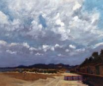 JOHN ROHDA (BORN 1946) DUNES AT LOWESTOFT oil on canvas, signed lower right 19 x 23ins