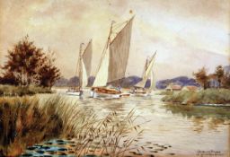 WILLIAM LESLIE RACKHAM (1864-1944) SALHOUSE BROAD watercolour, signed and inscribed lower right 7