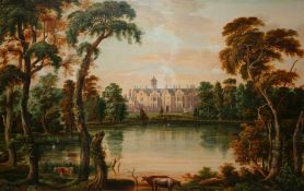 CIRCLE OF ROBERT LADBROOKE (1770-1842) VIEW OF BLICKLING HALL FROM ACROSS THE LAKE oil on canvas