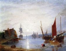 ALFRED STANNARD (1806-1889) GORLESTON oil on canvas, signed and dated 1869 lower left 10 x 13ins