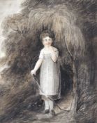 ATTRIBUTED TO ROBERT DIXON (1780-1815) YOUNG CHILD IN WOODLAND pencil and watercolour 10 x 8ins