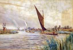STEPHEN JOHN BATCHELDER (1849-1932) ALWAYS A BREEZE AT THURNE MOUTH watercolour, signed lower left 9