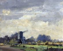 * IAN HOUSTON (BORN 1934) SYLEHAM POST MILL oil on board, signed lower right and dated verso 1971