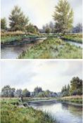 * COLIN W BURNS (BORN 1944) A BEAT ON THE RIVER TEST; THE TEST AT STOCKBRIDGE, HAMPSHIRE pair of