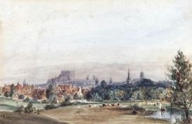 THOMAS LOUND (1802-1861) A VIEW OF NORWICH c1836 watercolour 4 ½ x 7ins Provenance: The Little