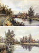 WILLIAM EDWARD MAYES (1961-1952) BROADLAND VIEWS pair of watercolours, signed and dated 1909 lower
