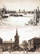 * LEONARD RUSSELL SQUIRRELL, RWS, RE (1893-1979) THE POOL OF LONDON etching, signed in pencil to