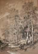 ATTRIBUTED TO JOHN BERNEY LADBROOKE (1803-1879) WOODED LANDSCAPES two pencil and chalk drawings, one