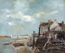 * ARTHUR EDWARD DAVIES, RBA, RCA (1893-1988) WELLS QUAY oil on board, signed lower right 9 ½ x