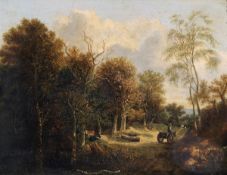 AFTER JOHN CROME (1768-1821) THE EDGE OF THE FOREST oil on board 10 x 12 ½ins