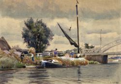 CHARLES MAYES WIGG (1889-1969) REEDHAM BRIDGE watercolour, signed lower right 10 x 14ins