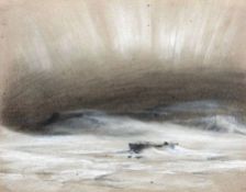 JOSEPH STANNARD (1797-1830) DINGHY AWASH ON SHORE pastel 9 x 11ins