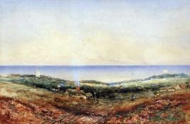 WILLIAM PHILIP BARNES FREEMAN (1813-1897) LOOKING OUT TO SEA OVER CROMER watercolour 12 x 19ins