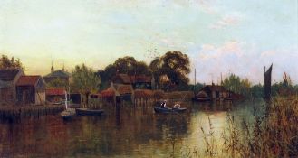 V ALLAN (19TH/20TH C) HORNING oil on canvas, monogrammed lower right 9 x 17ins
