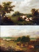 ROBERT BURROWS (1810-1883) ON THE DEBEN pair of oils on panel 4 x 6ins (2)