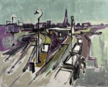 * BRIAN HINTON (BORN 1938) KINGS LYNN STATION oil on board, signed and dated 69/70 lower right 32