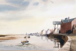 * LESLIE L HARDY MOORE, RI (1907-1997) WELLS-NEXT-SEA, NORFOLK watercolour, signed lower right 14