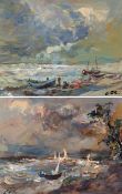 * JACK COX (1914-2007) NORTH NORFOLK COASTAL VIEWS pair of oils on board, signed 6 ½ x 8 ½ins (2)