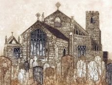 * VALERIE THORNTON (1931-1991) ST MARGARET’S, CLEY coloured etching and aquatint, signed, dated