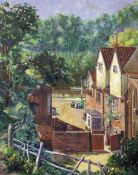 WALTER THOMAS WATLING (19TH/20TH C) VIEW OF HOUSES AND RIVER oil on canvas, signed lower left 18 ½ x