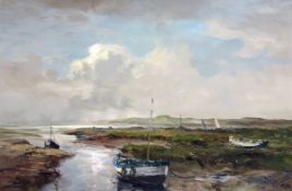 * JACK COX (1914-2007) NORTH NORFOLK ESTUARY oil on board, signed lower right 19 x 29ins