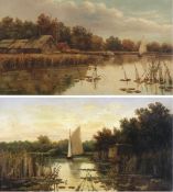 PERCY LIONEL (19TH/20TH C) RANWORTH BROAD; ON WROXHAM BROAD pair of oils on canvas, signed and dated