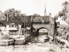 * HENRY JAMES STARLING ARE (1805-1996) PULLS FERRY, NORWICH etching, signed, dated 1970 and