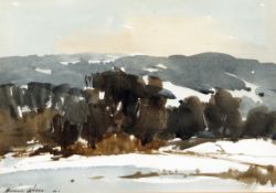 *EDWARD WESSON (1910-1983) SNOW SCENE watercolour, signed lower left 9 ½ x 13ins