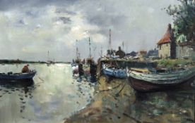 * JACK COX (1914-2007) VIEW AT WELLS oil on board, signed lower right 17 x 27ins