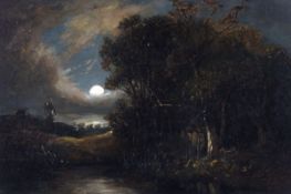 JOSEPH PAUL (1804-1884) MOONLIT LANDSCAPE oil on canvas 8 x 11 ½ins Provenance: Mandell’s Gallery,