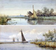 CHARLES HARMONY HARRISON (1842-1902) ON THE THURNE; NEAR BECCLES two watercolours, the former signed