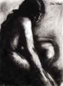 * COLIN MOSS (1914-2005) NUDE STUDY charcoal, signed top right 29 x 21ins