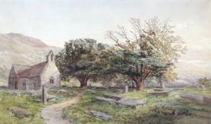 ATTRIBUTED TO ARTHUR JAMES STARK (1831-1902) BETTWYS-Y-COED CHURCH watercolour 14 x 23ins