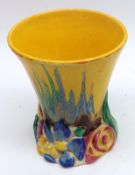 A Clarice Cliff “My Garden” Trumpet Vase, the body decorated with blue, green and grey streaks on