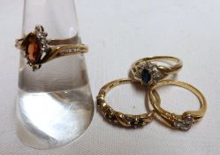 A Mixed Lot comprising: an early 20th Century 18ct Gold three small Old Cut Diamond Ring of